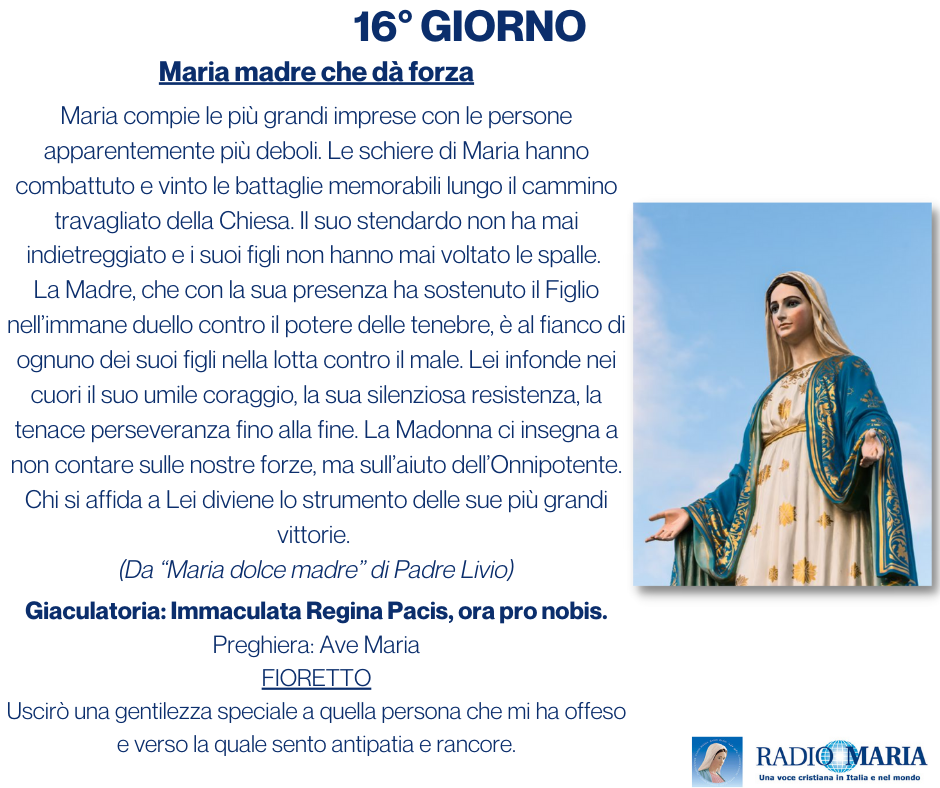 Preghiera mese di maggio 16° GIORNO