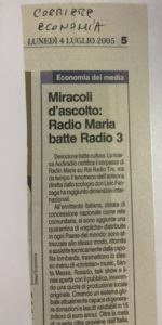 131 Miracoli d'ascolto Radio Maria batte Radio 3