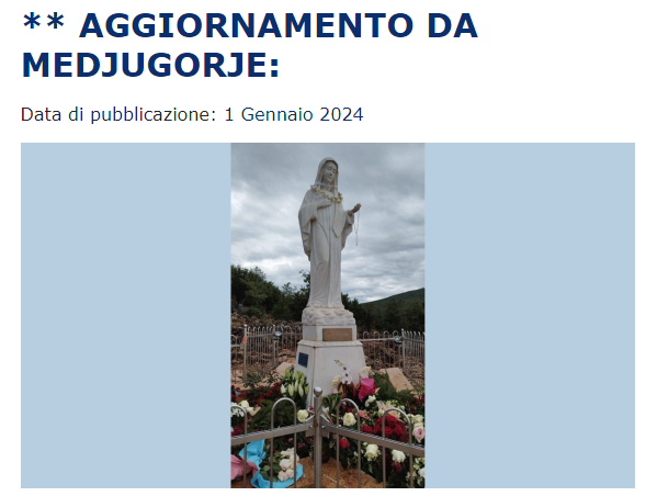 Aggiornamento da Medjugorje