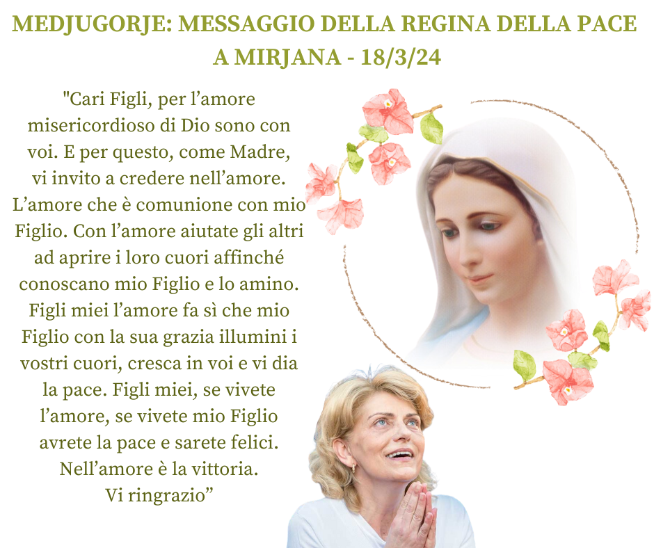 MESSAGGIO DELLA REGINA DELLA PACE 18 MARZO 2024