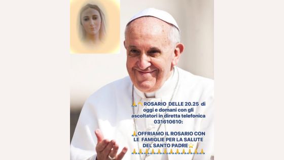 offriamo il rosario con le famiglie per la salute del Santo Padre