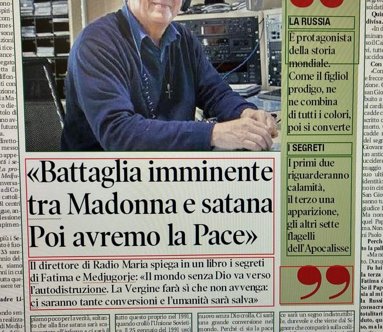 Intervista di Andrea Morigi sul nuovo libro di Padre Livio "Tutti i segreti si realizzeranno"